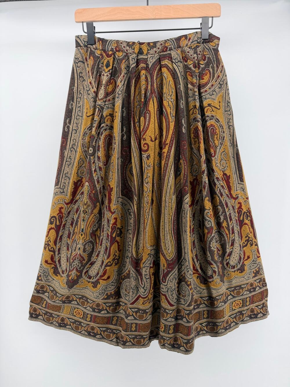 Vintage Paisley Midi Skirt Dark Academia Heritage Old Luxury Preppy Cottage M